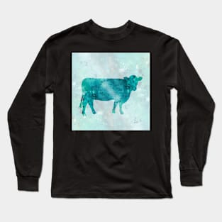 Blue Color Splash Cow Long Sleeve T-Shirt